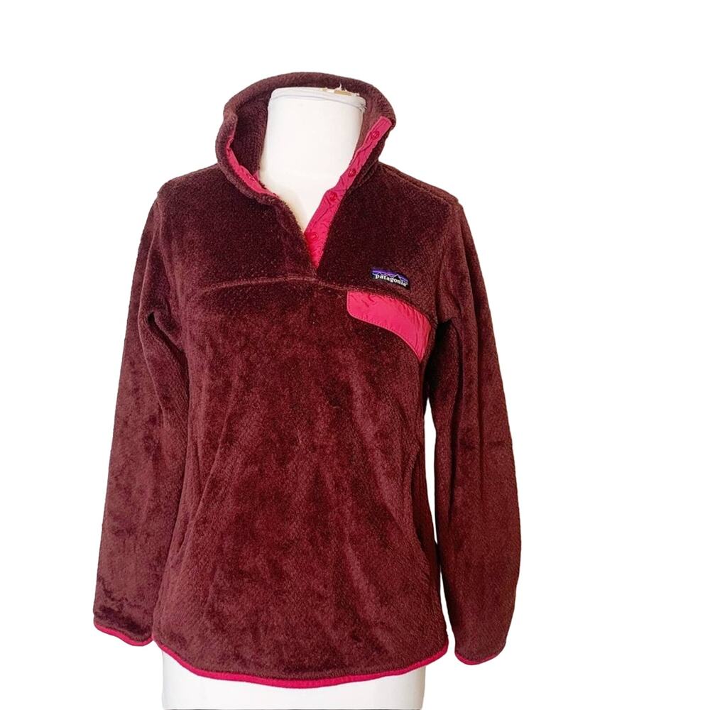 Patagonia fleece retool pocket snap popover maroon sz‎ S